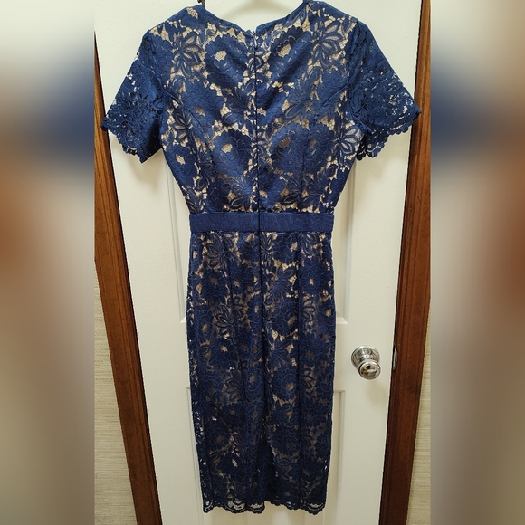 Alexia Admor Navy/Nude Short Sleeve Delora Dress Size 4 - Picture 6 of 9
